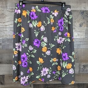 Modcloth Jessy B Floral Flare Pull-On Midi Skirt